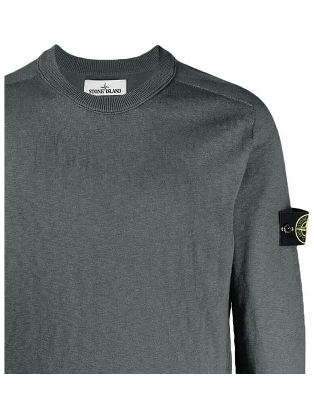 Men's Wappen Patch Crew Neck Knit Top Charcoal - STONE ISLAND - BALAAN 5