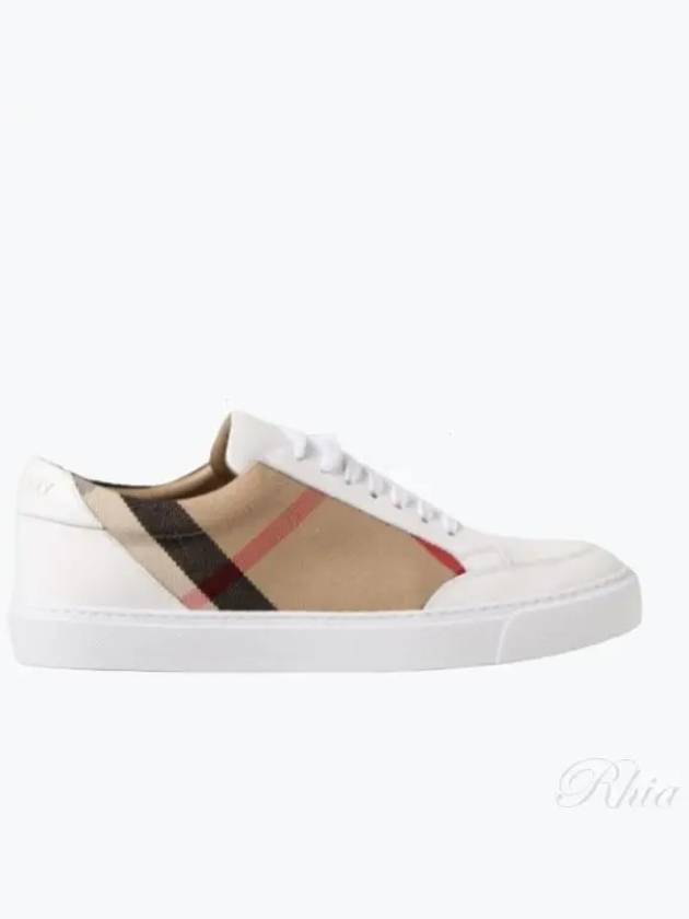 Women's House Check Leather Low Top Sneakers White - BURBERRY - BALAAN 2