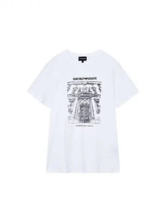 Women s Square Patch Logo T Shirt White 271117 - EMPORIO ARMANI - BALAAN 1