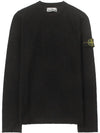 Men's Wappen Patch Round Neck Knit Top Black - STONE ISLAND - BALAAN 2