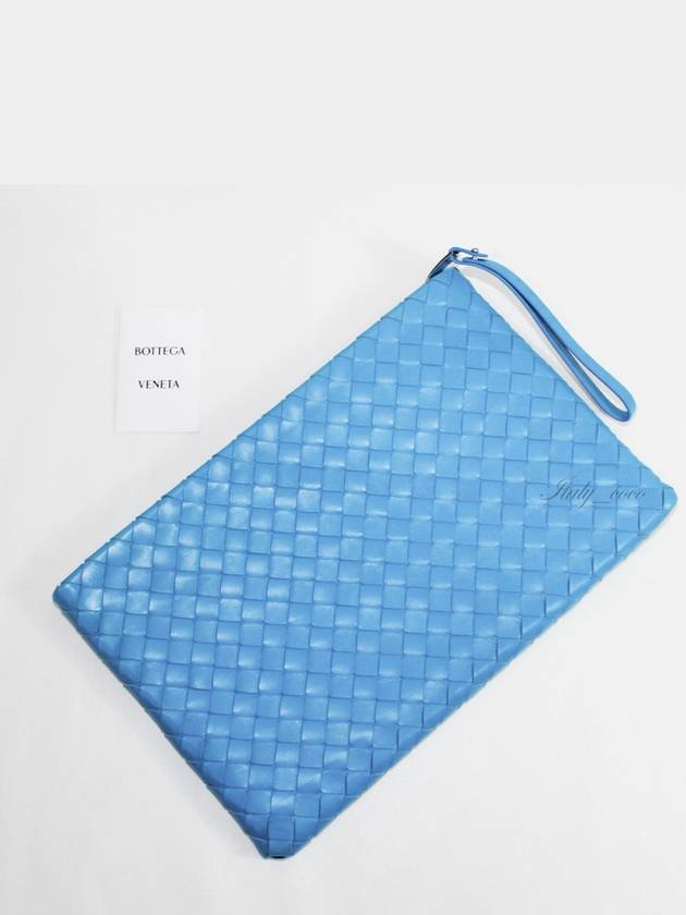 Intrecciato Large Clutch Bag Blue - BOTTEGA VENETA - BALAAN 5