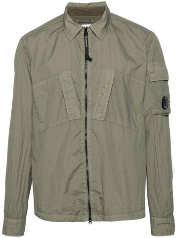 Taylon L Zipped Long Sleeve Shirt Green - CP COMPANY - BALAAN 1