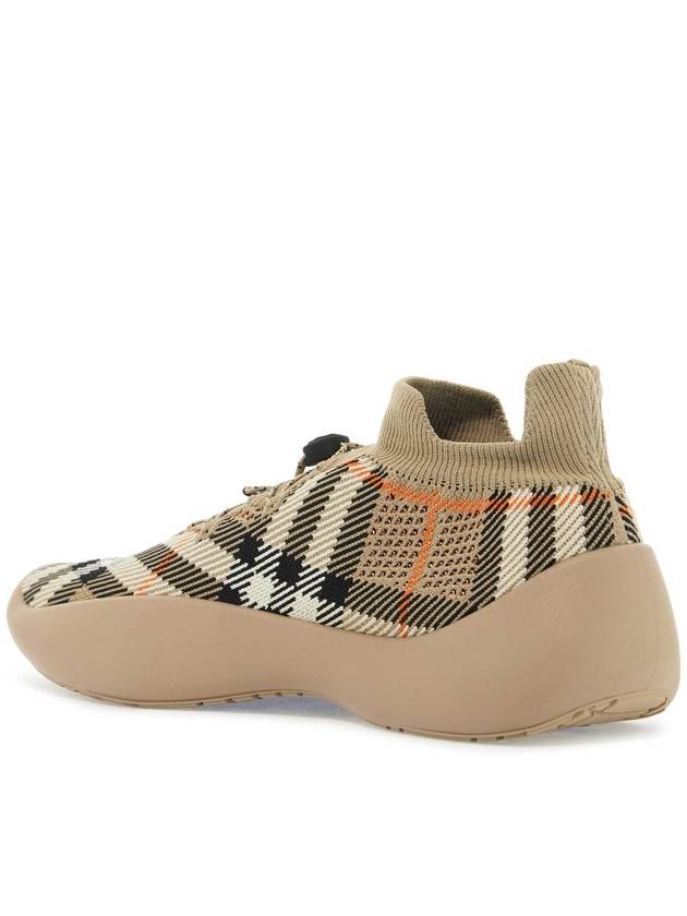 Check Knit Neptune Low Top Sneakers Sand - BURBERRY - BALAAN 4