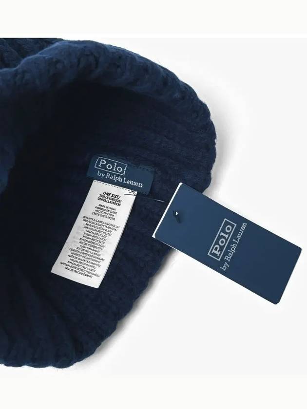 Bear Rib Pom Pom Beanie Navy - POLO RALPH LAUREN - BALAAN 5