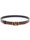 Reversible V Logo Signature Leather Belt Brown Black - VALENTINO - BALAAN 4