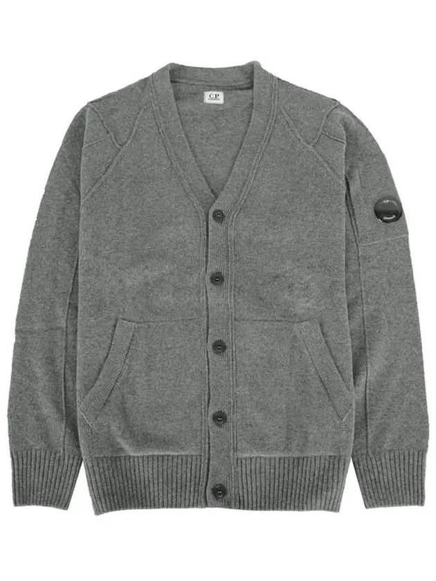 Men's Lens Wappen Lambswool Cardigan Grey - CP COMPANY - BALAAN 2