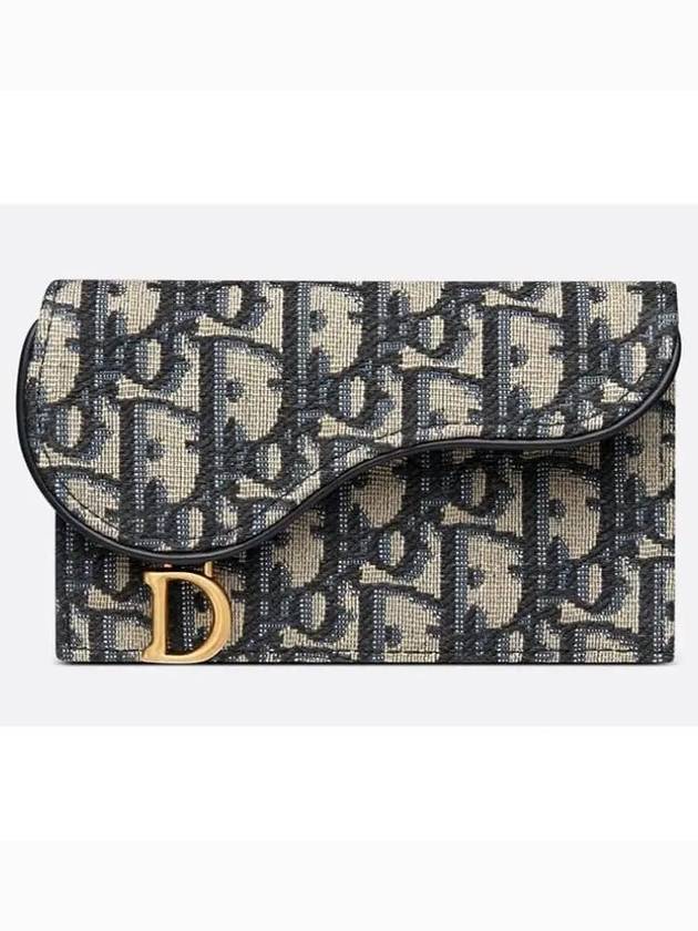 Oblique Jacquard Saddle Flap Compact Zipper Card Wallet Beige - DIOR - BALAAN 2