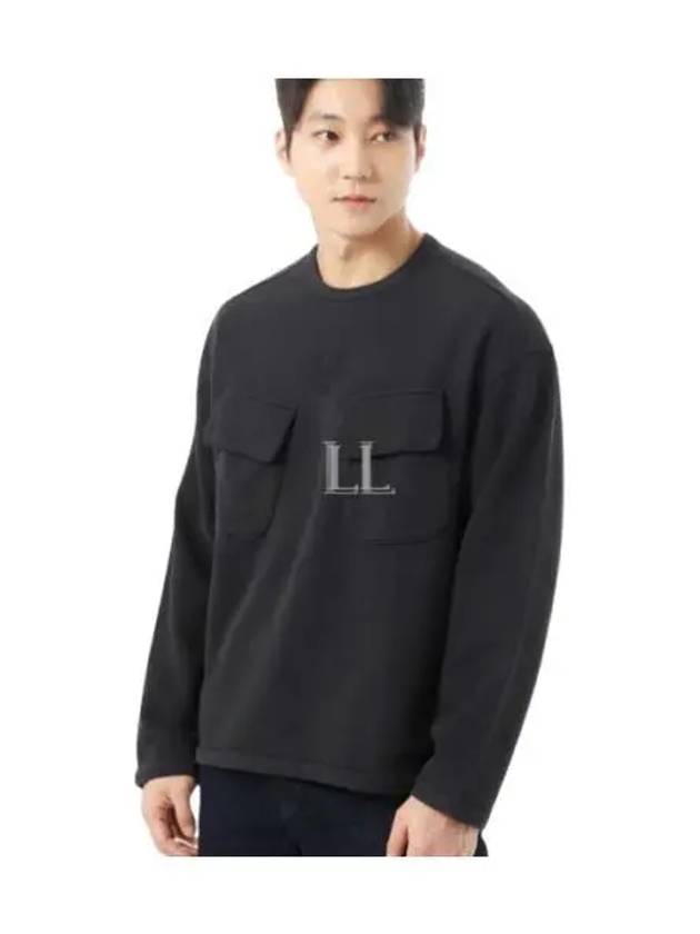 Brushed Emerized Diagonal Fleece Crew Neck Sweatshirt Black - CP COMPANY - BALAAN 2