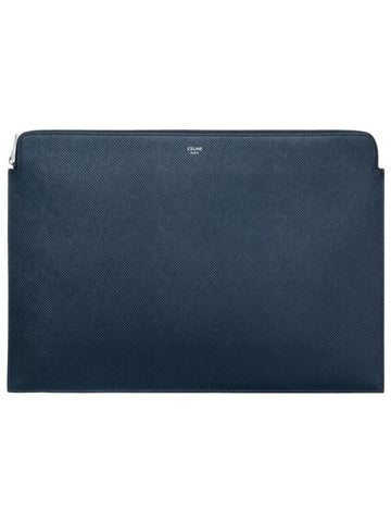 Document grained calfskin clutch bag navy blue - CELINE - BALAAN 1