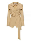 Fleur Flap Pocket Twist Detail Silk Jacket Beige - MAX MARA - BALAAN 2