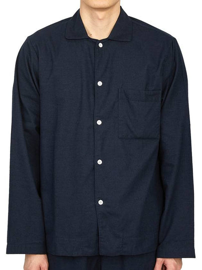 Poplin Pajamas Long Sleeve Shirt Midnight Blue - TEKLA - BALAAN 2