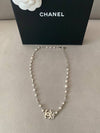 CC logo necklace ribbon crystal pearl silver AB9242 - CHANEL - BALAAN 9