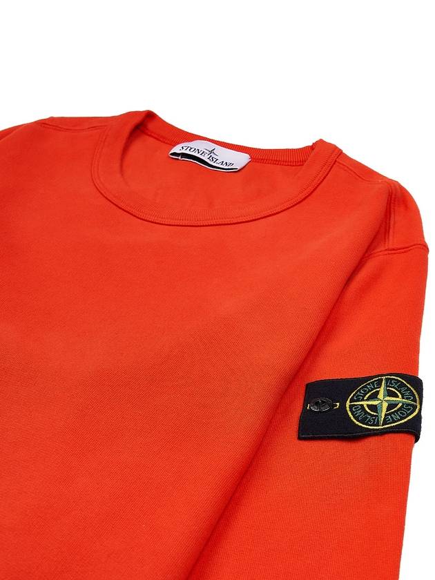 Brushed Cotton Fleece Garment Dyed Crewneck Sweatshirt Lobster Red - STONE ISLAND - BALAAN 4