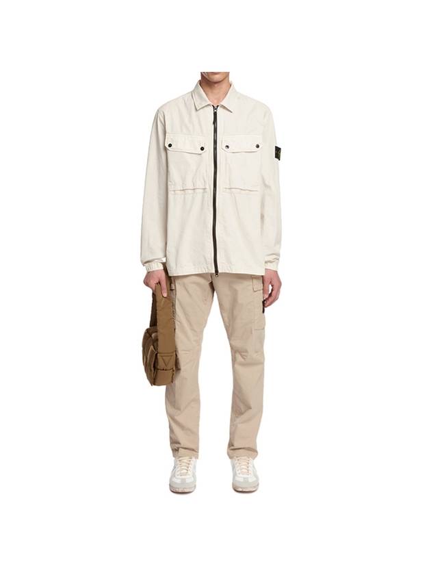 Brushed Organic Cotton Overshirt Jacket White - STONE ISLAND - BALAAN 7