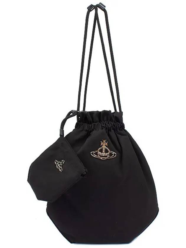 Drawstring Re-Nylon Bucket Bag Black - VIVIENNE WESTWOOD - BALAAN 4
