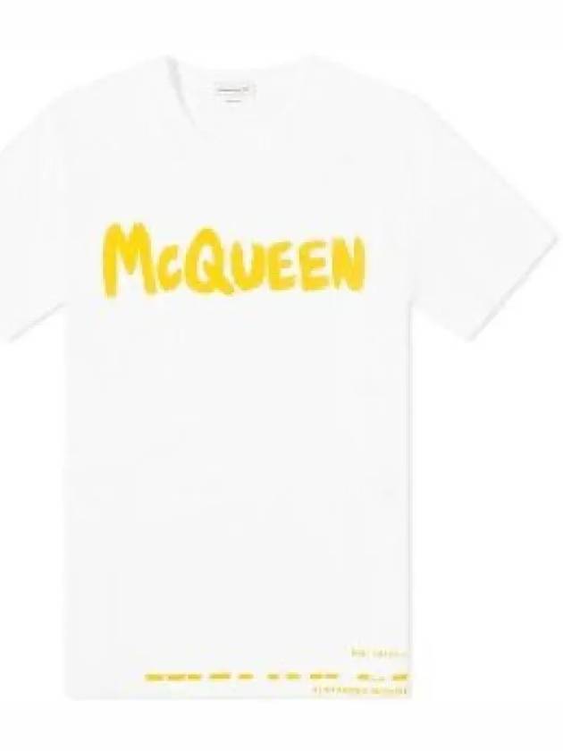 Men's Graffiti Logo Short Sleeve T-Shirt White - ALEXANDER MCQUEEN - BALAAN 2