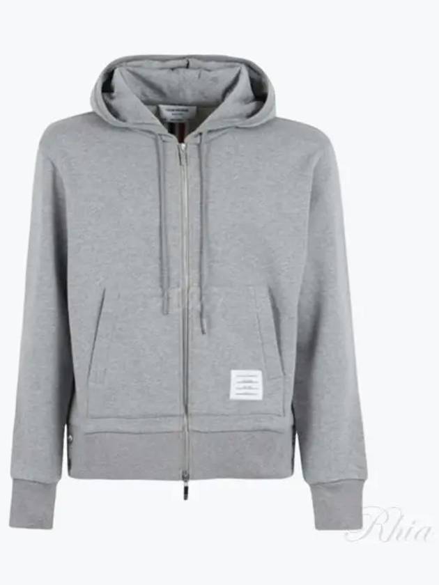 Center Back Stripe Cotton Zip Up Hoodie Light Grey - THOM BROWNE - BALAAN 2