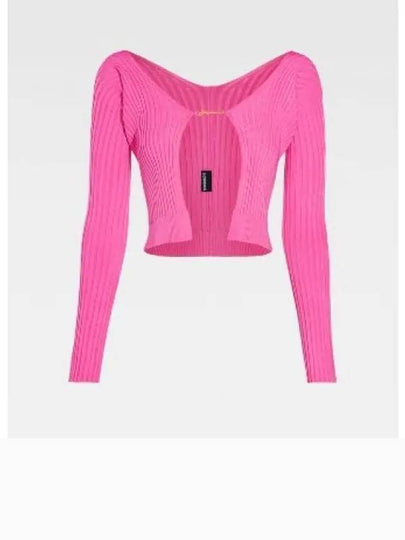 La Maille Pralu Longue Micro Charm Logo Cardigan Pink - JACQUEMUS - BALAAN 2