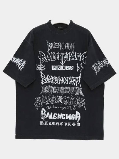 DIY Metal Cotton Short Sleeve T-Shirt Black - BALENCIAGA - BALAAN 2