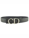 Reversible CD Leather Belt Black - DIOR - BALAAN.