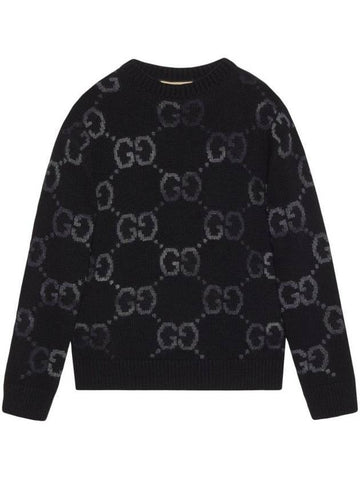 GG Intarsia Wool Knit Top Black - GUCCI - BALAAN 1