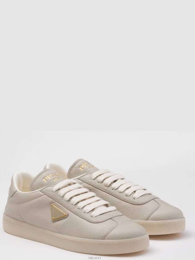 Leather Low Top Sneakers Pumice Stone - PRADA - BALAAN 2