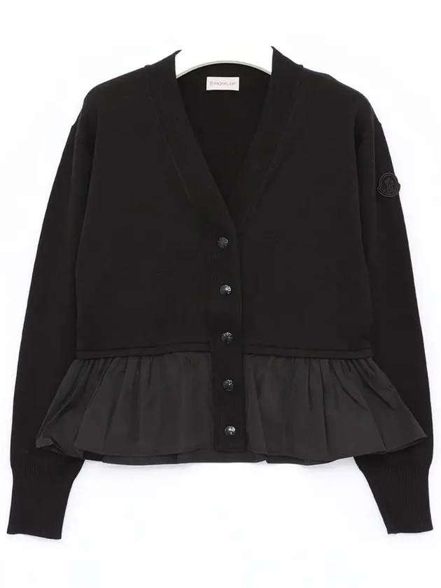 V-Neck Peplum Cardigan Black - MONCLER - BALAAN 3