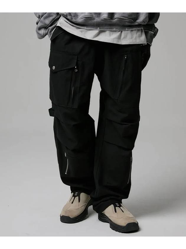 Ripstop Parachute Cargo Wide Pants Black - FLAVORISM - BALAAN 1