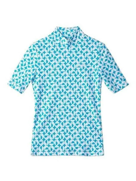 All over logo pattern high neck short sleeve t shirt light blue - COPERNI - BALAAN 1