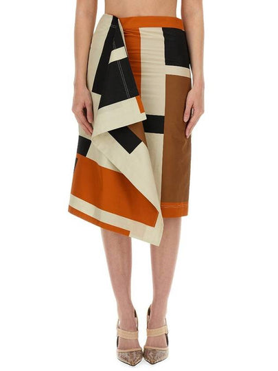 Maxi FF Puzzle Cotton Poplin A-Line Skirt - FENDI - BALAAN 2