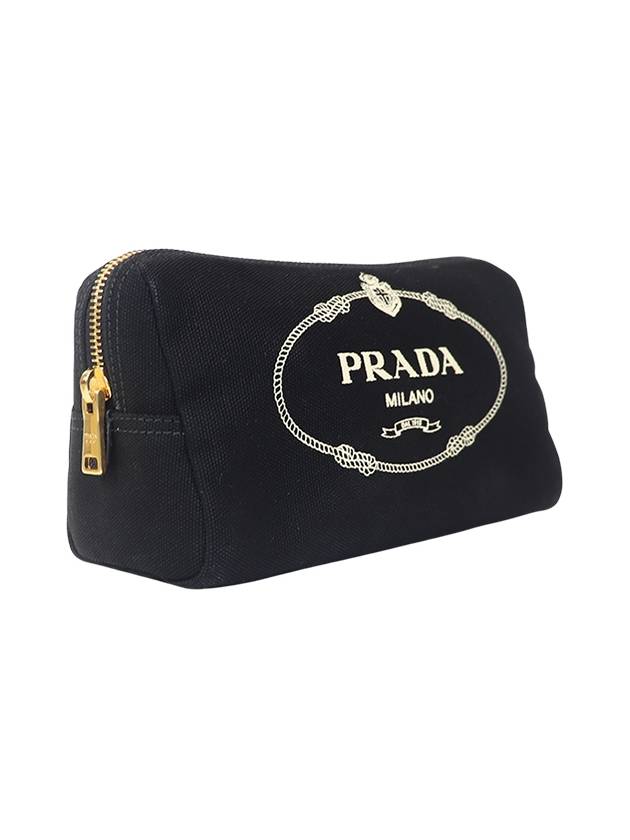 Logo Canapa Cosmetic Pouch Black - PRADA - BALAAN 4