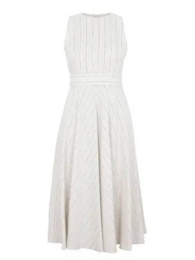 Aerovia Striped Belt Linen Sleeveless Midi Dress Sand - MAX MARA - BALAAN 2