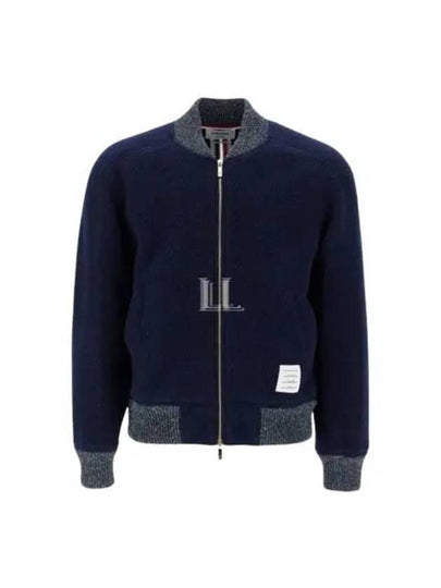 Fleece Stripe Wool Bomber Jacket Navy - THOM BROWNE - BALAAN 2