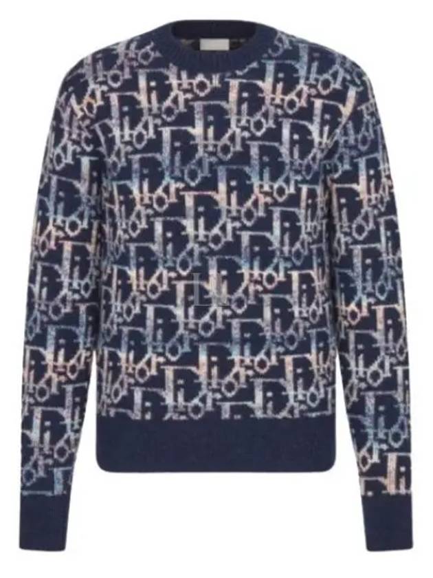 Oblique Jacquard Wool Knit Top Navy - DIOR - BALAAN 2