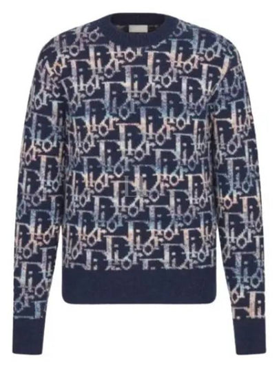 Oblique Jacquard Wool Knit Top Navy - DIOR - BALAAN 2