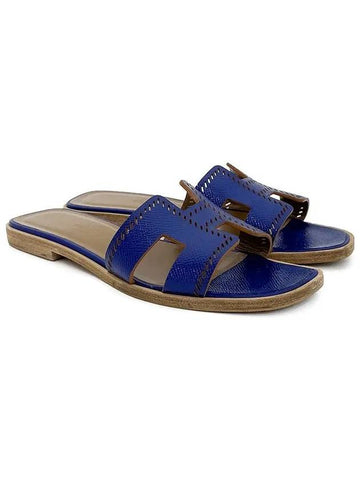 Oran Slippers 35 5 Blue Sapphire 4HA0364 - HERMES - BALAAN 1