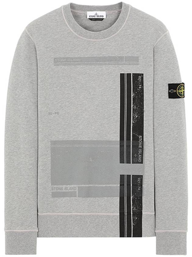 21SS 741563095 V0046 Wappen Logo Painting Printing Sweatshirt Blue Gray Men's Sweatshirt TLS - STONE ISLAND - BALAAN 1