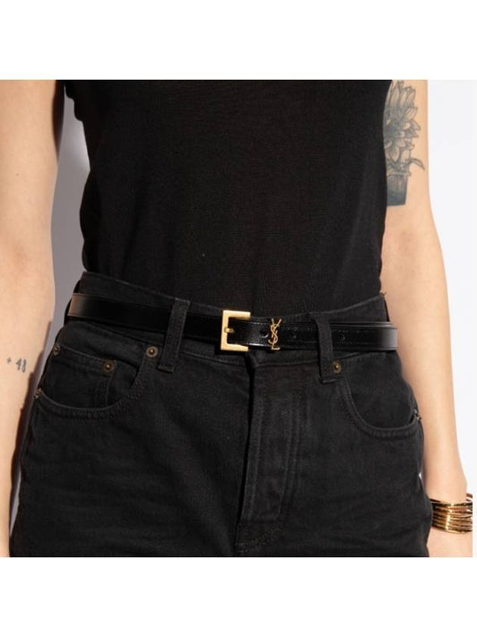 Cassandre Thin Belt Black - SAINT LAURENT - BALAAN 2