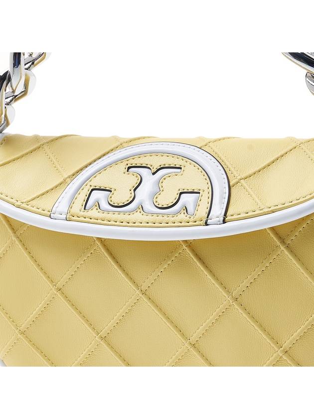 Flaming Pattern Border Crescent Shoulder Bag Lemon - TORY BURCH - BALAAN 7