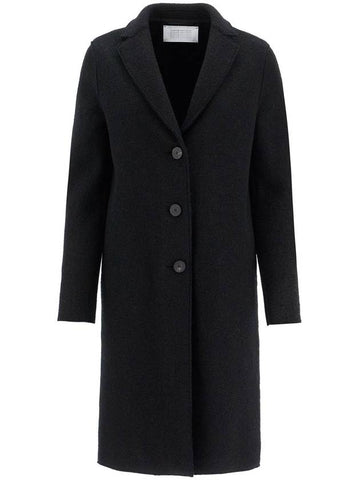 single-breasted wool coat in boiled - HARRIS WHARF LONDON - BALAAN 1