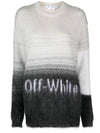 Women's Logo Print Gradient Knit Top White Black - OFF WHITE - BALAAN 2