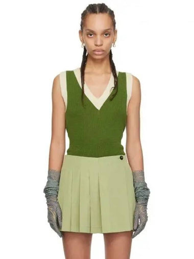 Green V neck vest 241358F100003 271110 1149200 - DRIES VAN NOTEN - BALAAN 1