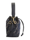 Mon Tresor FF Chenille Mini Bucket Bag Dark Blue - FENDI - BALAAN 3