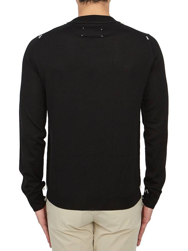 Back Stitch Crew Neck Wool Knit Top Black - MAISON MARGIELA - BALAAN 5