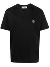 Logo Patch Short Sleeves T-Shirt Black - STONE ISLAND - BALAAN 2