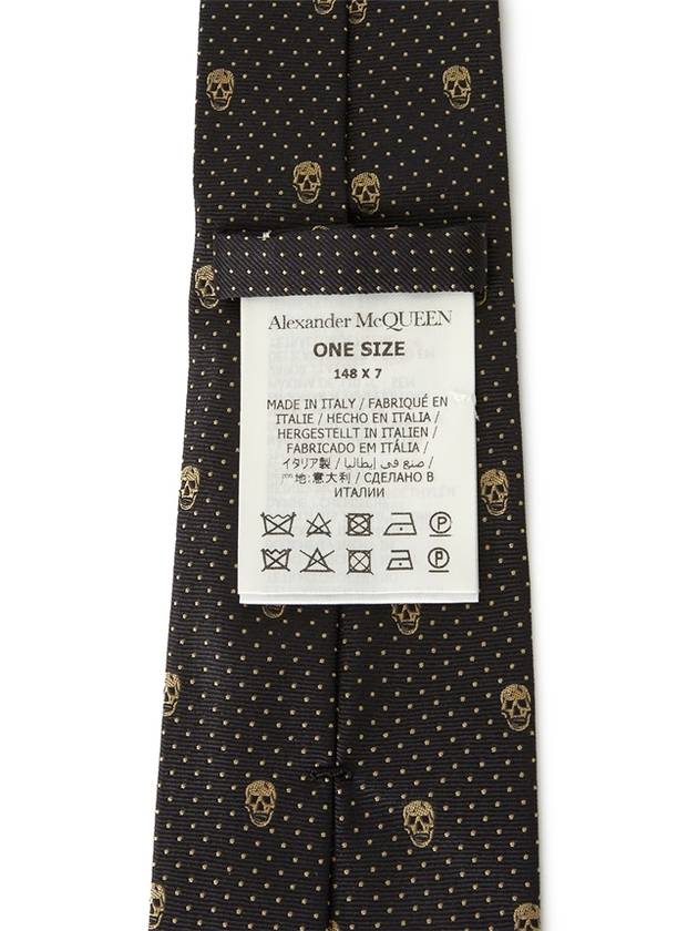 Skull Polka Dot Silk Tie Brown - ALEXANDER MCQUEEN - BALAAN 7