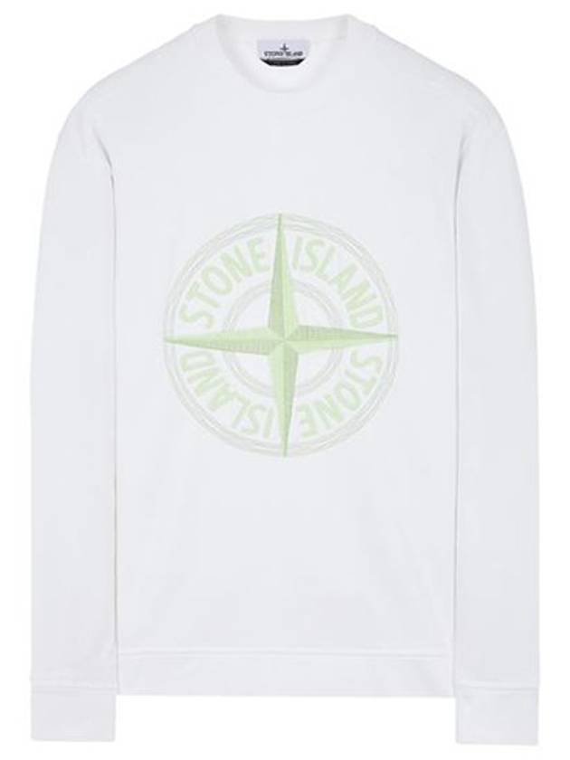 Garment Dyed Stitches Four Print Crewneck Sweatshirt White - STONE ISLAND - BALAAN 2