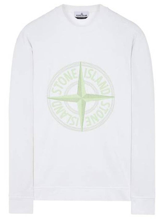 Garment Dyed Stitches Four Print Crewneck Sweatshirt White - STONE ISLAND - BALAAN 2