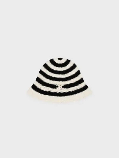 Triomphe Striped Crochet Cloche Bucket Hat Black Ecru - CELINE - BALAAN 2