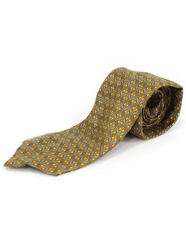 900 HA 100 silk olive green patterned tie - HERMES - BALAAN 3